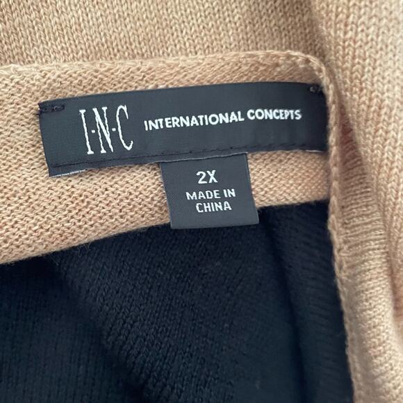 INC Long Sleeve High Low Scoop Neck Sweater 2X Tan - Picture 3 of 4